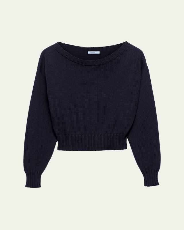 Boat Neck Knit Balloon Sweater